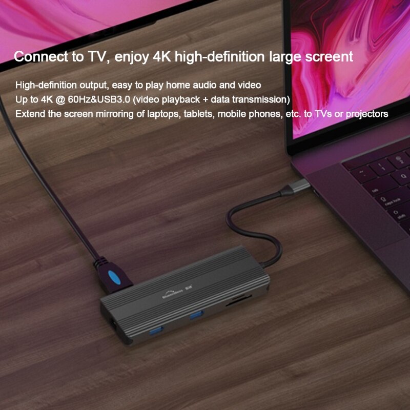 Multi-Häfen Typ C Hub Splitter 8in1 HDMI-Kompatibel USB 5GRj45 Docking Bahnhof Neue