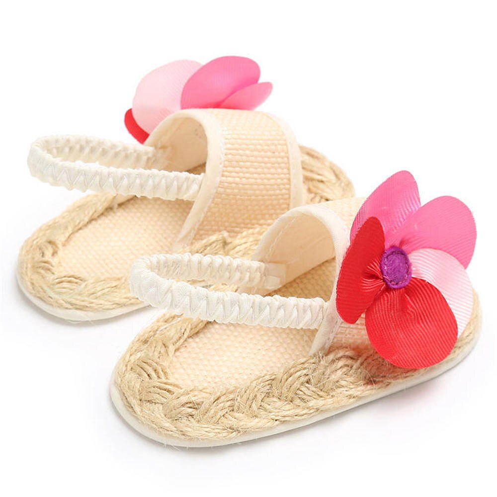 Kleinkind unisex Baby Mädchen Junge Stock Sandalen Kleinkind Weiche Anti-Unterhose baumwolle Sohle Nette Blume Drucken Sommer Krippe Erste Gehhilfe Schuhe