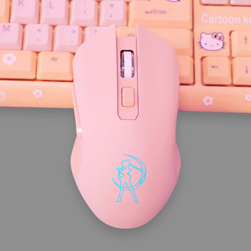 Women Pink Wireless Mouse 2.4Ghz 1600 DPI Mouse Mute Key USB Rechargeable Power Saver Girl Mice