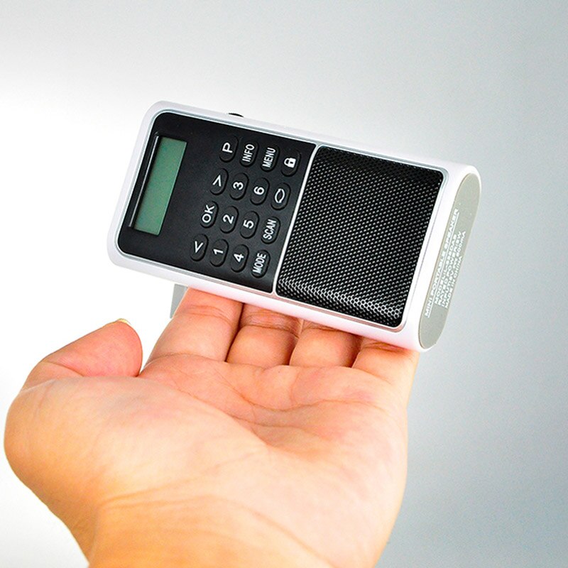 Portable DAB/DAB+ Radio Mini FM Receiver Loudspeaker with LED Display Support TF Card U Disk Automatic Channel Search Loop Play: White