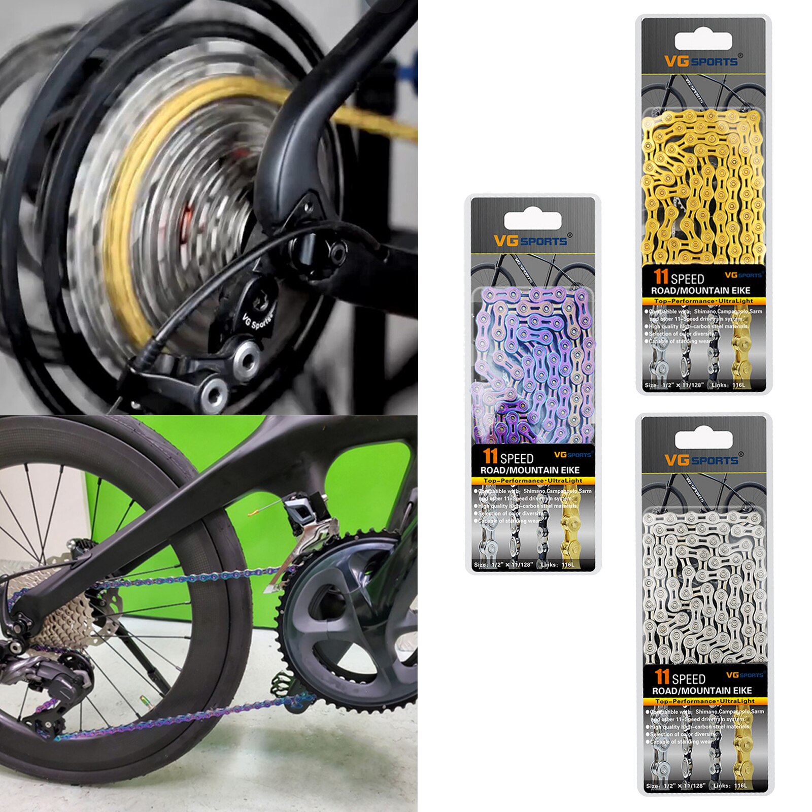 8/9/10/11S 116L Bicycle Chains Half-Hollow Mountain Road Bike Chain Steel High Strength Ultralight Bike Chain Component Parts