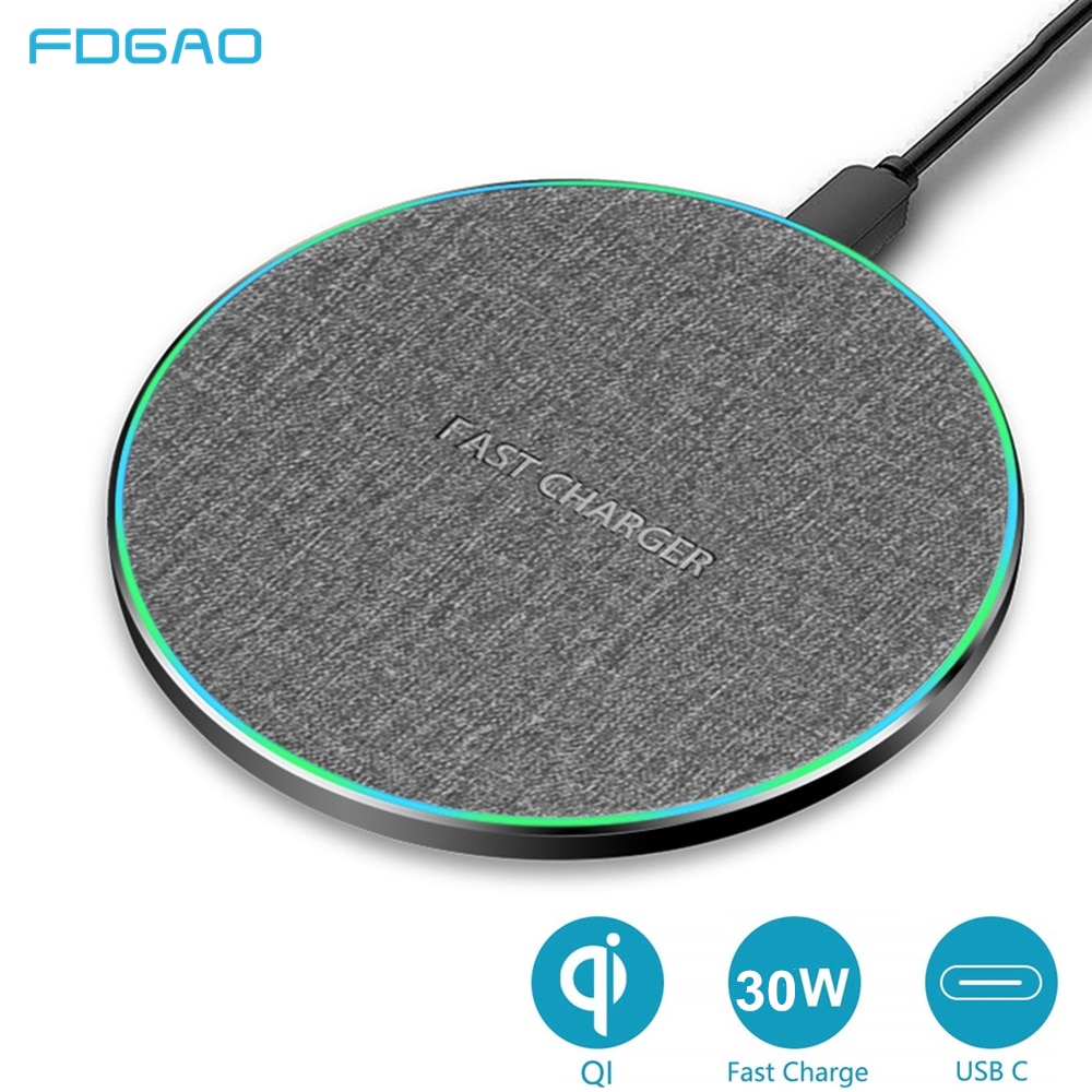 FDGAO Qi Wireless Charger For Samsung Galaxy S21 S20 S10 Note 20 iPhone 13 12 11 Pro XS Max XR X 8 30W Type C Fast Charging Pad