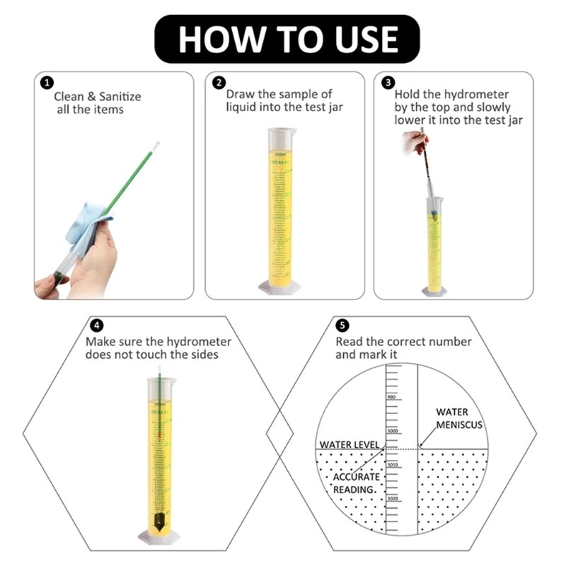 Kit Hydromètre Avec Pot De Test Triple échelle - Mesure Densité Et ABV Pour Vin Et Bière, Brewer's Elite