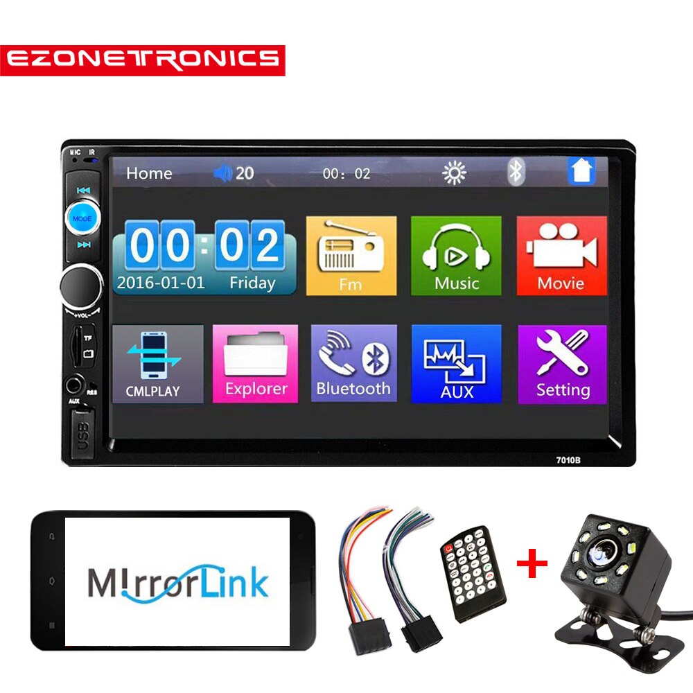 Auto auto radio Bluetooth Audio 7 inch 2 din Touch Screen Stereo Auto MP3 MP5 Speler USB/FM/ AUX/SD Spiegel Link Geen CD/DVD & GPS: RM-CW7010B-218L