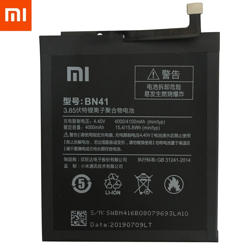 100% Original Xiao Mi Real 4100mAh BN41 Battery For Xiaomi Redmi Note 4 MTK Helio X20 / Note 4X Pro MTK Helio X20 + Tool