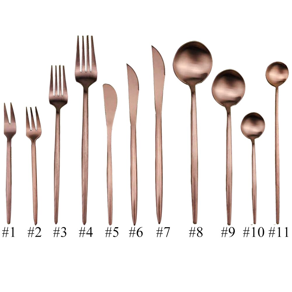 1Piece Rose Gold 18/10 Stainless Steel Dinnerware Set Tea Dinner Scoops Forks Steak Knives Cutlery Set Luxury Silverware Set