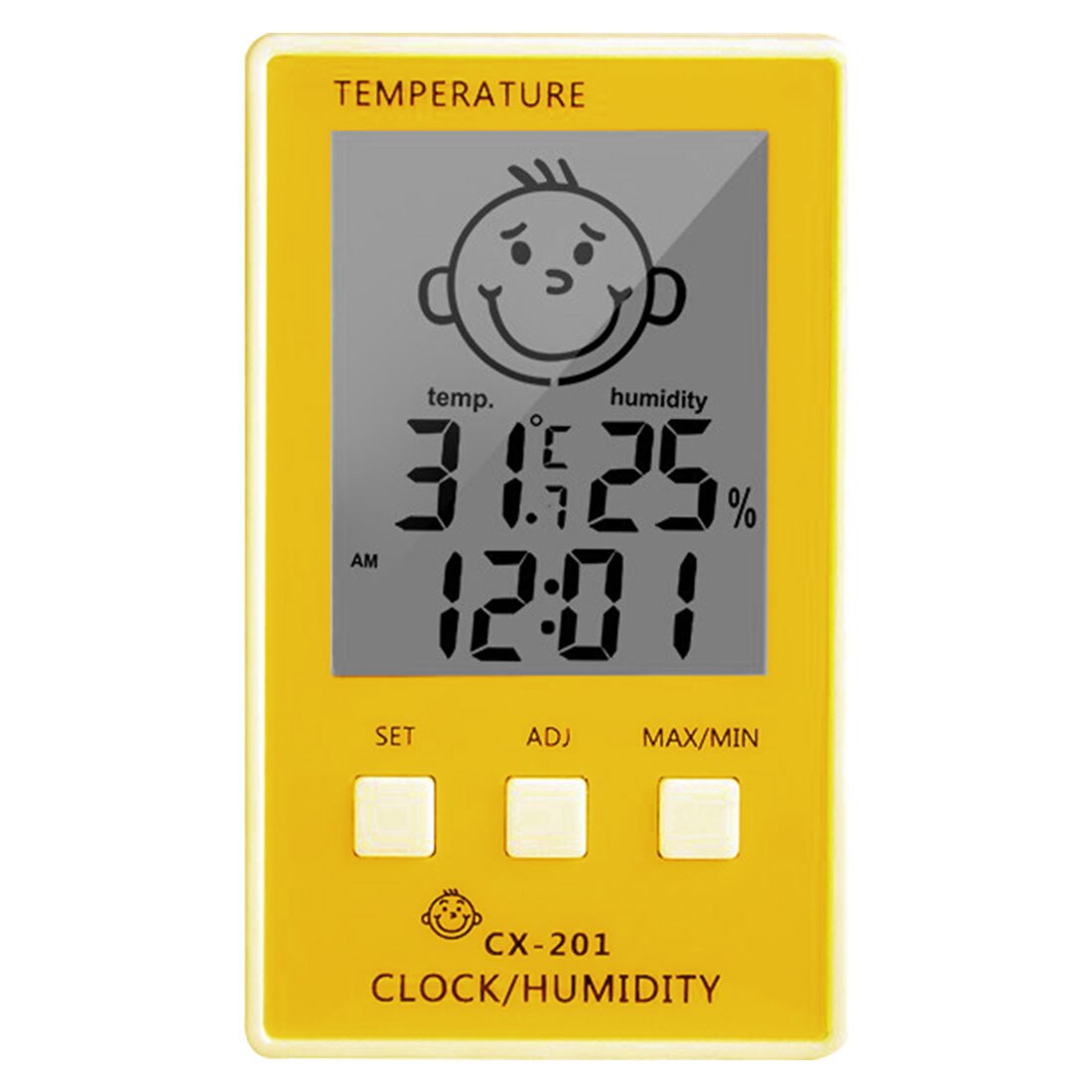 3 in 1 Digital Clock Temperature Hygrometer Logger Meter Thermometre Higrometre Indoor Thermometer for Baby Room/ Bathroom: Yellow