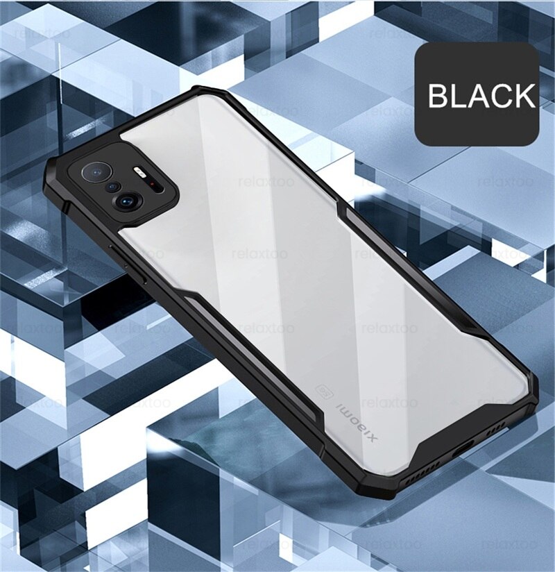 Mi11T Profi fallen transparent Acryl PC + TPU Stoßstange Rückseite für Xiaomi11T Xiaomi 11 T Profi Mi 11 T airbag Stoßfest Schützen Coque: Pro Xiaomi 11T / Schwarz