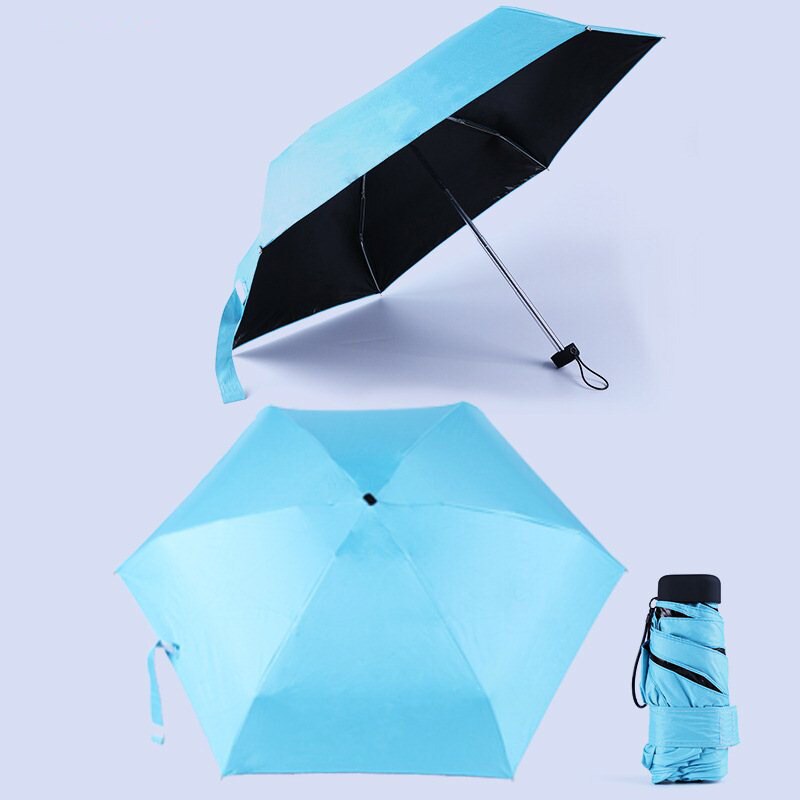 Pongee Small Folding Umbrella Anti-UV Waterproof Women Mini Pocket Parasol Girls Portable Travel UMBRELLAS