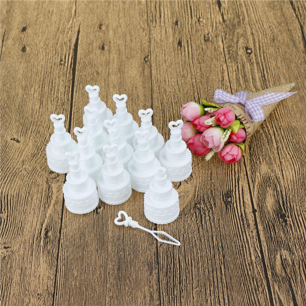 12pcs White Cake Empty Bubbles Soap Bottles Romantic Event Festival Supplies Kid Toy Wedding Birthday Party Decor