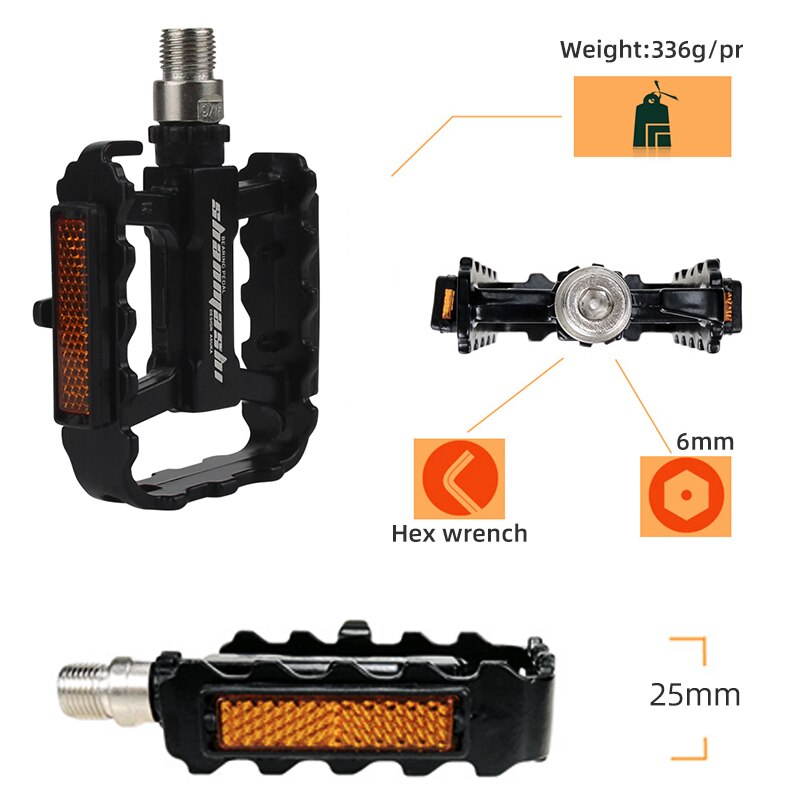 Pcycling Fiets Pedaal Ultralichte Grote Antislip Pedaal Met Reflecterende Film Aluminiumlegering Lager Racefiets Mtb fietsen Pedalen