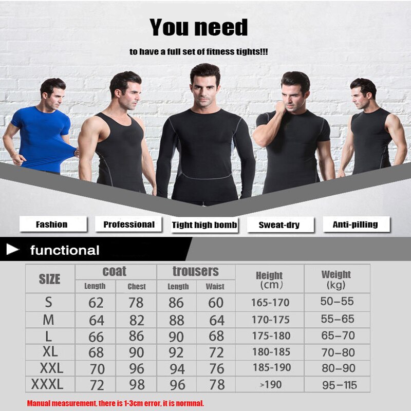 YSMOTOGO Thermal Underwear Set Man Motorcycle 4 Seasons Skiing Warm Base Layers Sportwear Tight Long Shirt &amp; Tops Set Clothing