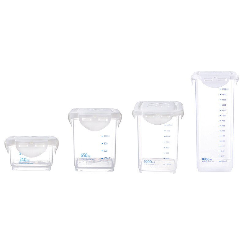 Plastic Containers for Food Storage with Scale Bar Mark Square Kitchen Storage Container Grain Rice Fruit Coffee Sealed Cans Set: 650ml
