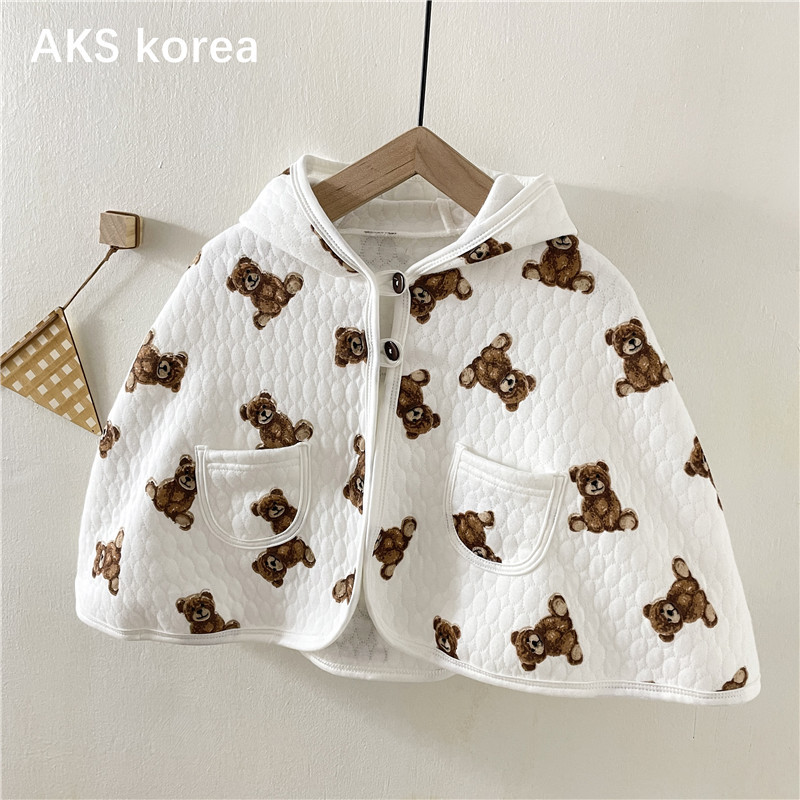 Herfst Pasgeboren Kleding Baby Meisje Capuchon Cute Bear Print Baby Jongens Mantel Jas Katoen Kinderen Windjack Baby Hoodie