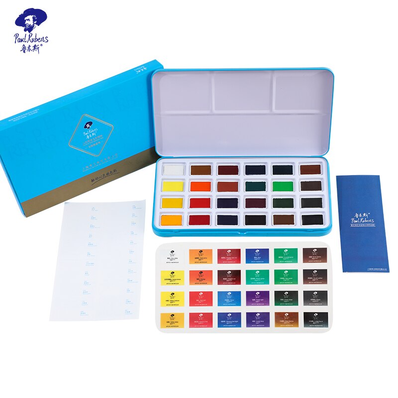 Official Paul Rubens Art supplier Solid Watercolor set Caroline Series Full Pan 24 Colors Box Packing For Artist Paint