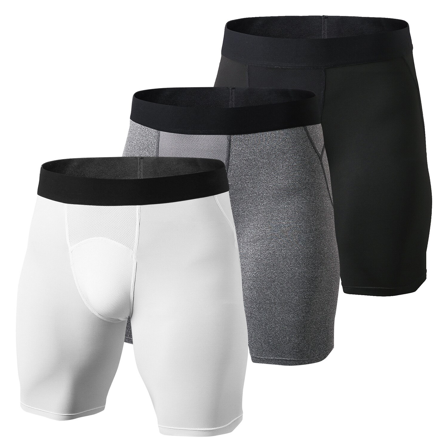 3 pakke mænds sportsundertøj åndbar bokseundertøj mænd kompressionsshorts fitness mesh søm hurtigttørrende stretch shorts: M / Multi 3 stk