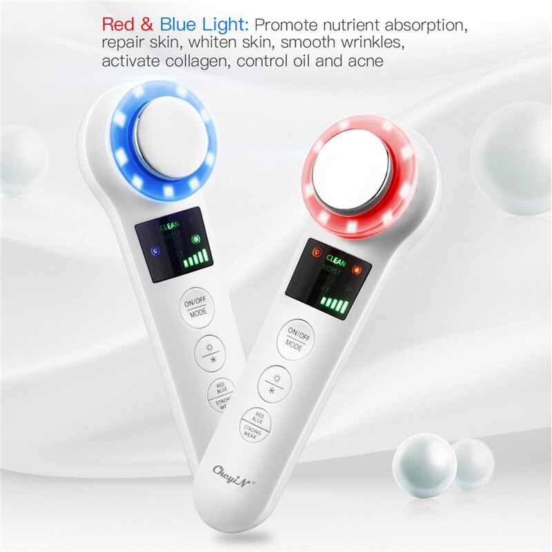 LED Photon Kalt Hammer ems Ultraschall Vibration Gesichts Massagegerät Licht Therapie Schönheit Bar Nano Gesicht Spritze Feuchtigkeitsspendende Dampfer