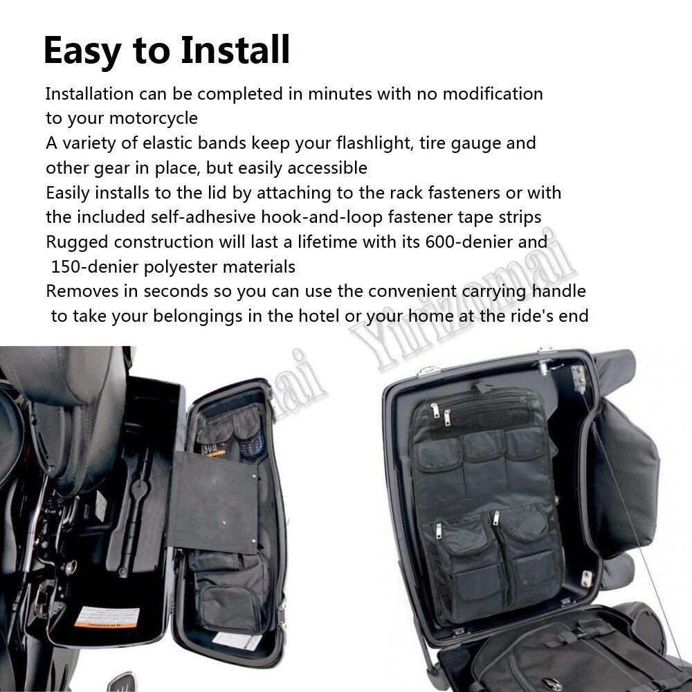 Motorcycle Black Saddlemen Saddlebag Tour Pack Lid Organizer for Harley FLHR FLHTC FLHX FLTR Road King Electra Street Road Glide