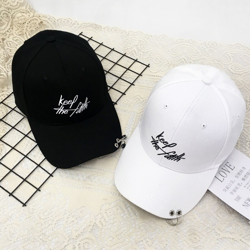 Erwachsene Hüfte hüpfen Baseball Kappe Mit Metall Eisen Ring knapp Korea Punk Solide Snapback Hütte lässig Baumwolle Sport Casquette Gorras