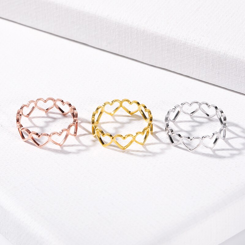 Klassische Einfache Herz Ring Bijoux Femme Welle Für Immer Liebe Herz Finger Ring Schmuck Anti Allergie Hochzeit Band Brithday