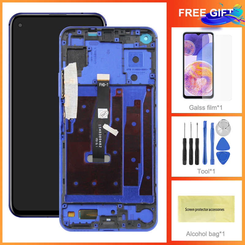 6,26-Zoll-Bildschirm für Huawei Nova 5T Nova 5T LCD-Anzeige Touchscreen-Digitizer mit Rahmenmontage für Honor 20 Honor20 Ersatz: Azurblau