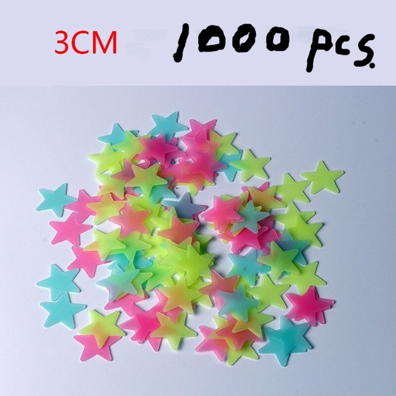 1000 stks/set DIY 3D Stars Moon Glow In The Dark Lichtgevende Fluorescerende Vlinder Meteor Plastic Stickers Decals Speelgoed voor Baby kids