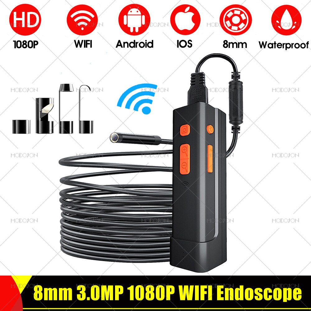 8Mm 3.0MP 1080P Wifi Endoscoop Camera 3X-Zoom Snake Stijve Kabel Videoscope Industriële Inspectie Borescope Power Bank Endoscopie