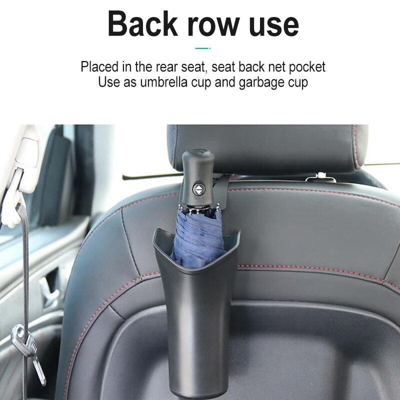 Juego de paraguas a prueba de agua para coche, paraguas de plástico, barril de almacenamiento, colgador de cubierta trasera de asiento multifunción, organización de coche