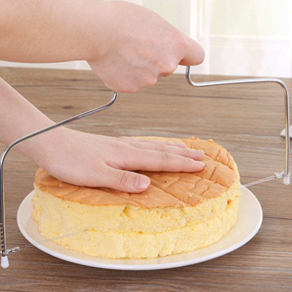 Rvs Verstelbare 2-Draad Dual-Lagen Cake Cutter Slicer Cake Snijmachine Biscuit Snijden Keuken Bakvormen Tool