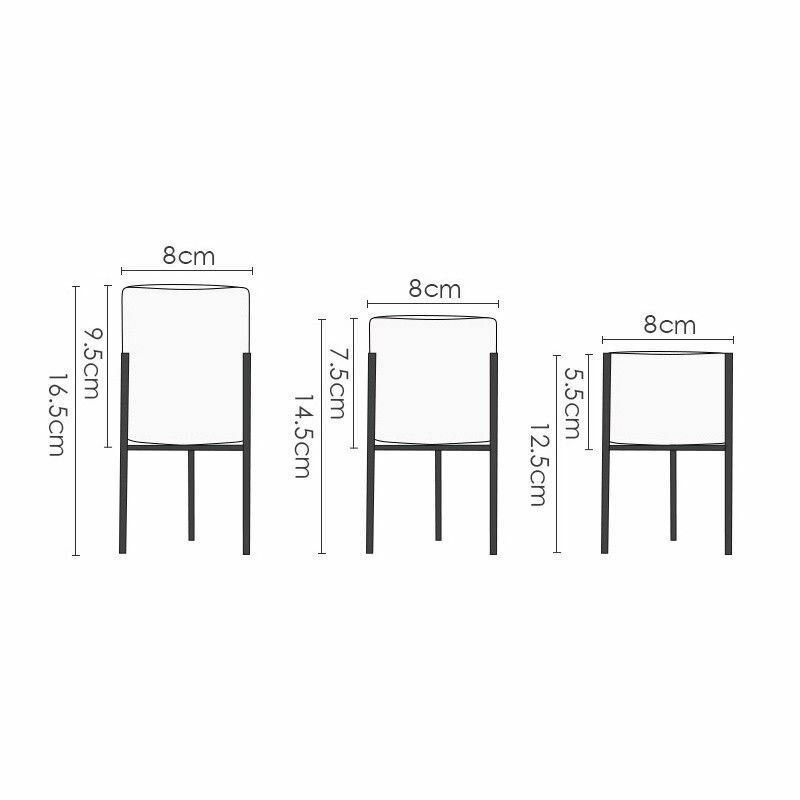 1PC Ceramic Flower Pots Standing Balcony Garden Plant Metal Iron Planter Home Decor Short and Tall Pot +Rack
