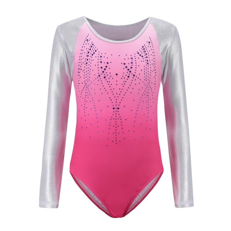 Kinderen \'s Lange mouw ballet gymnastiek pak dans praktijk kleding dans kleding meisjes diamant patroon body pak