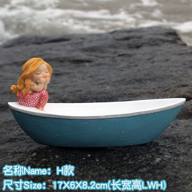 VILEAD Cute Sleeping Mermaid Figurines for Aquarium Miniature Fairy Garden Cake Decorations Resin Room Decor Accessories Shells: H