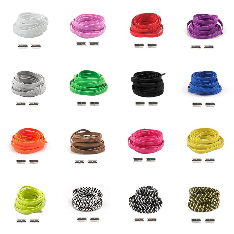 1 paar veters zonder strik, platte elastische veters, kindersneakers voor volwassenen, veters, snelle, luie veters, schoenveters met metalen capsulegesp