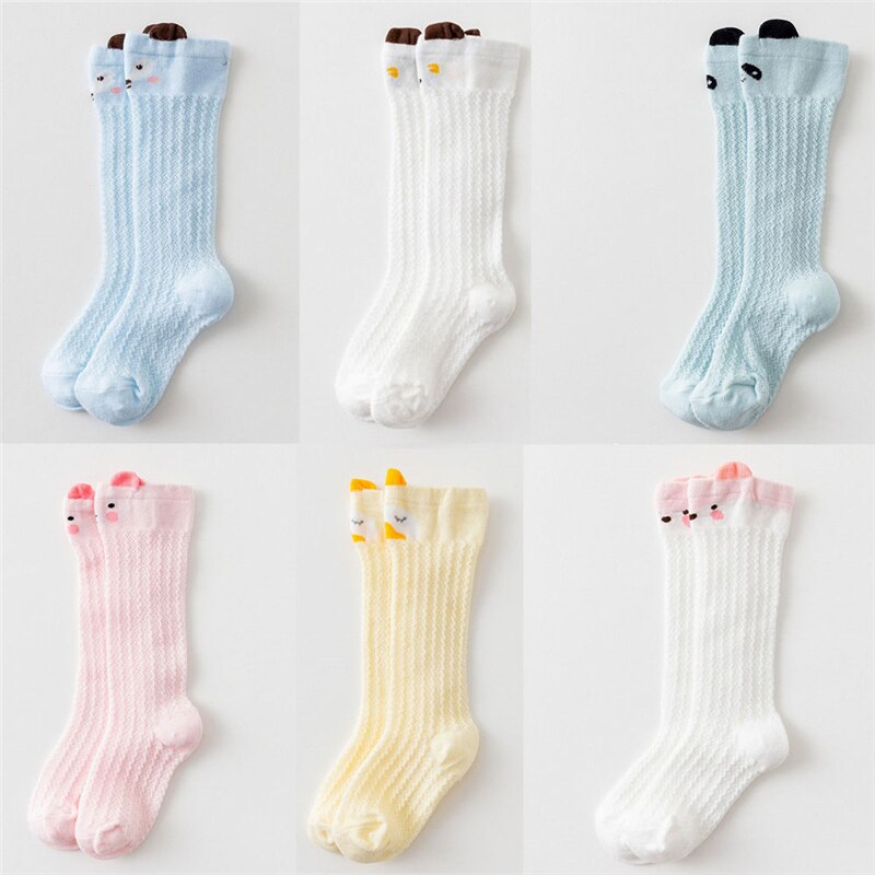 2x Baby Boy Girl Lovely Cotton Socks Cute Cotton Baby Socks Anti-Slip Infant Knee High Socks Newborn Cute Baby Socks