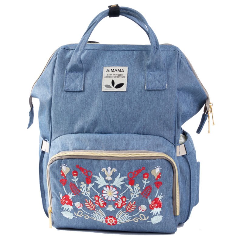 large capacity jeans blue diaper bags