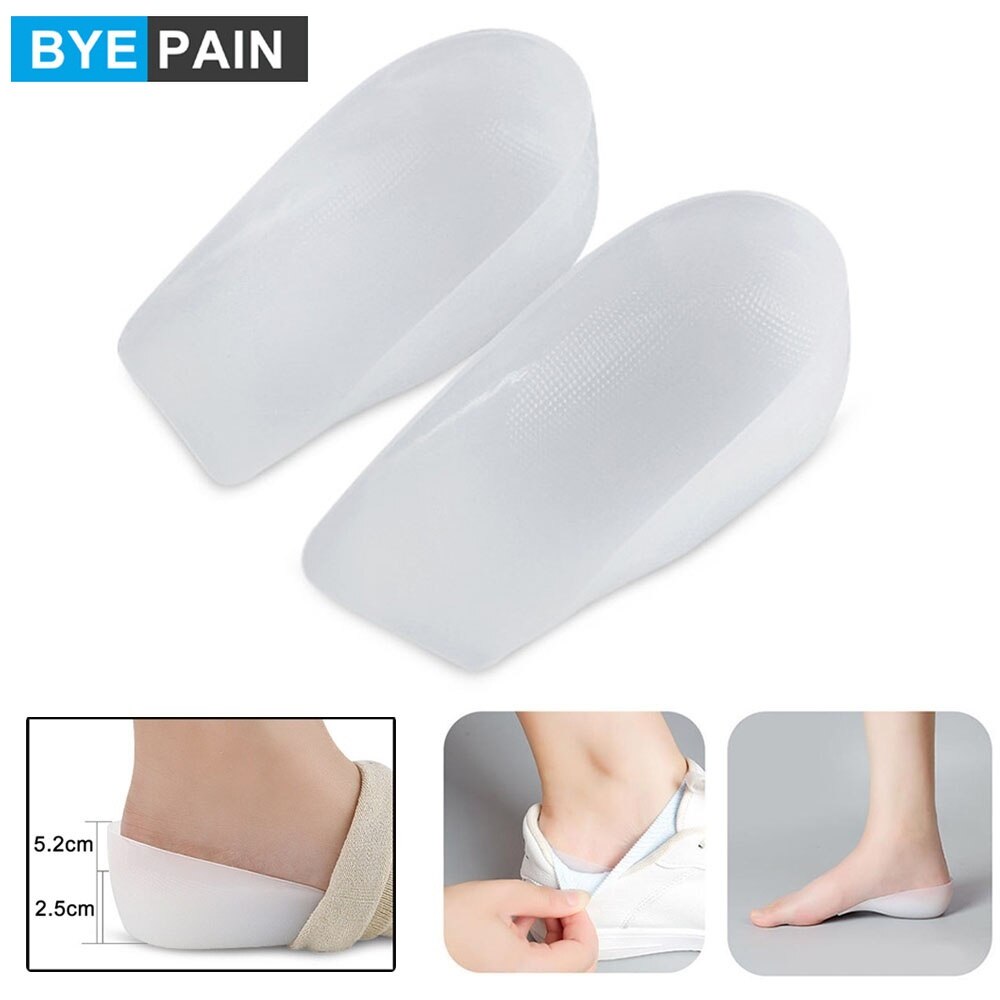 1 par de almohadillas de aumento de altura de silicona BYEPAIN, plantillas invisibles de media plantilla transpirable para zapatos, calzado deportivo, plantilla para aumentar el talón