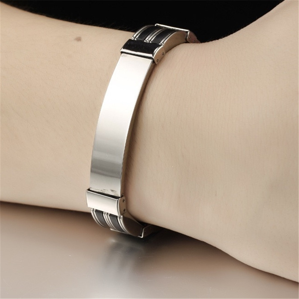 SHQIYAYI acier inoxydable Silicone bracelets porte-bonheur pour hommes corée à la bijoux accessoires fête amitié O936