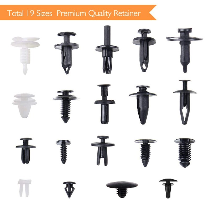 435 Pcs Car Retainer Clips & Plastic Fasteners Kit - 19 Most Popular Sizes Auto Push Pin Rivets Set -Door Trim Panel Clips For