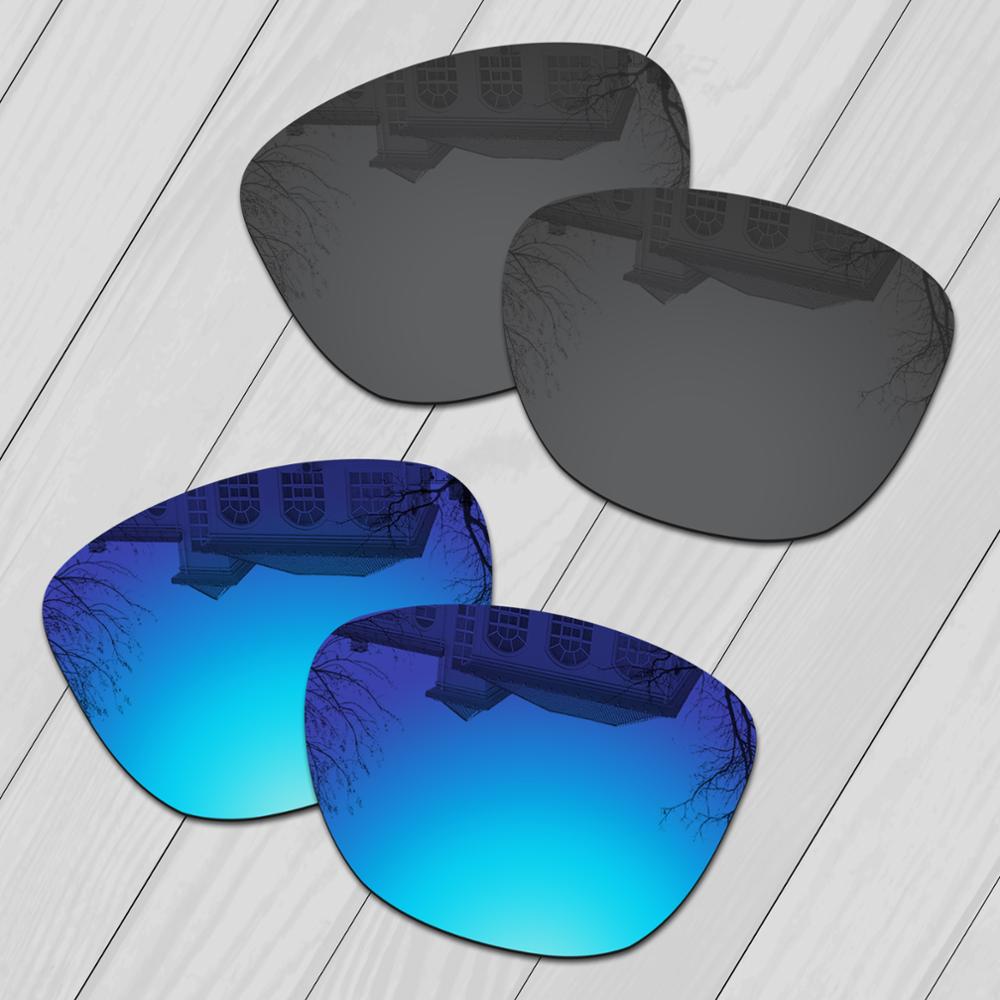 E.o.s 2 Pairs Zwart &amp; Ice Blue Gepolariseerde Vervanging Lenzen Voor Oakley Frogskins OO9013 Zonnebril