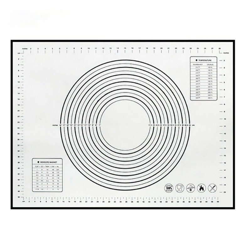 Kneading Pad Silicone Rolling Dough Mat Non-stick Surface Reusable 26x29cm With Scale Kitchen Gadgets Cooking Grill Pastry Tool: Black