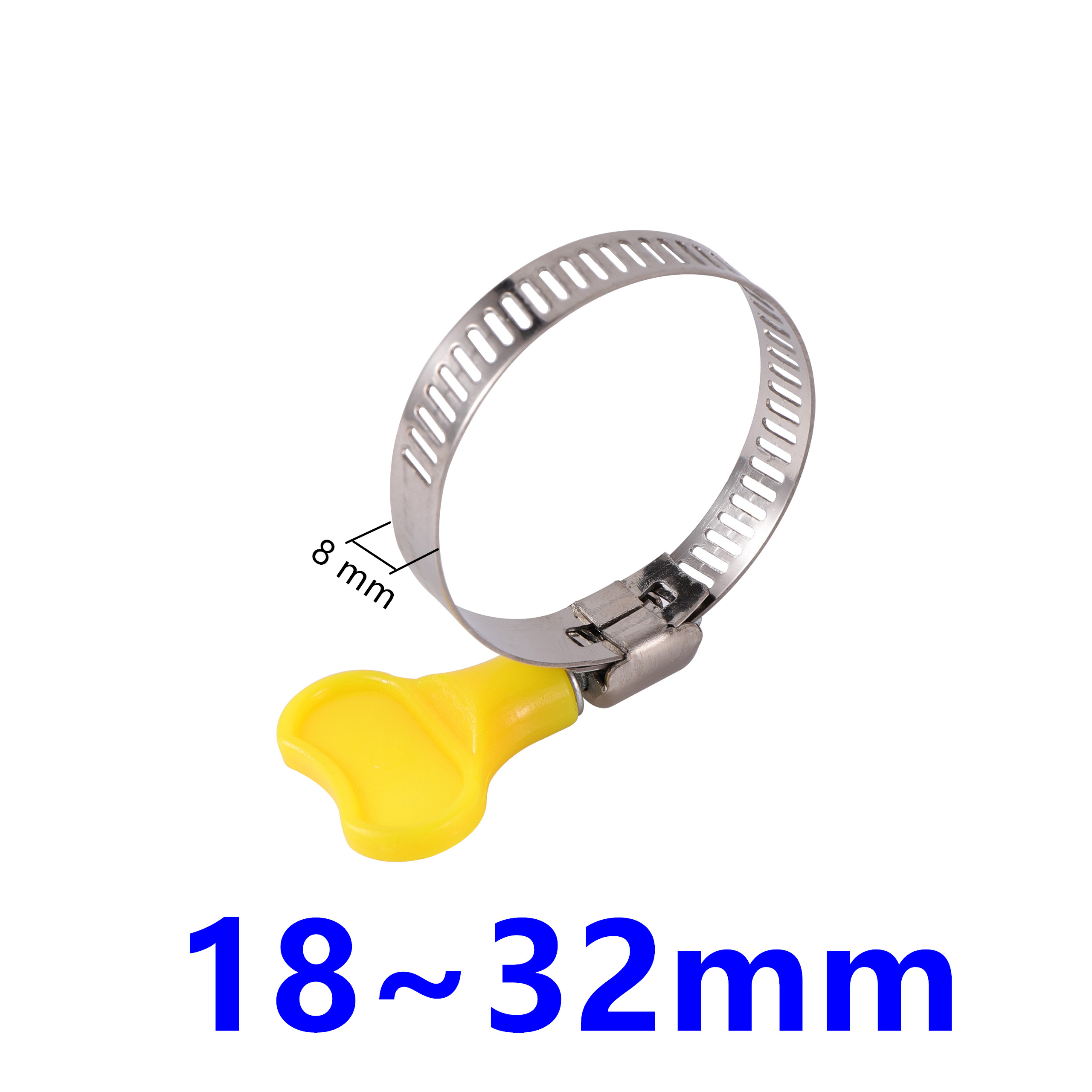 2Pcs Adjustable Stainless Steel Plastic Butterfly Handle 8~38mm Diameter Pipe Worm Drive Clamp Hose Tube Fastening Flexible Clip: 18-32mm