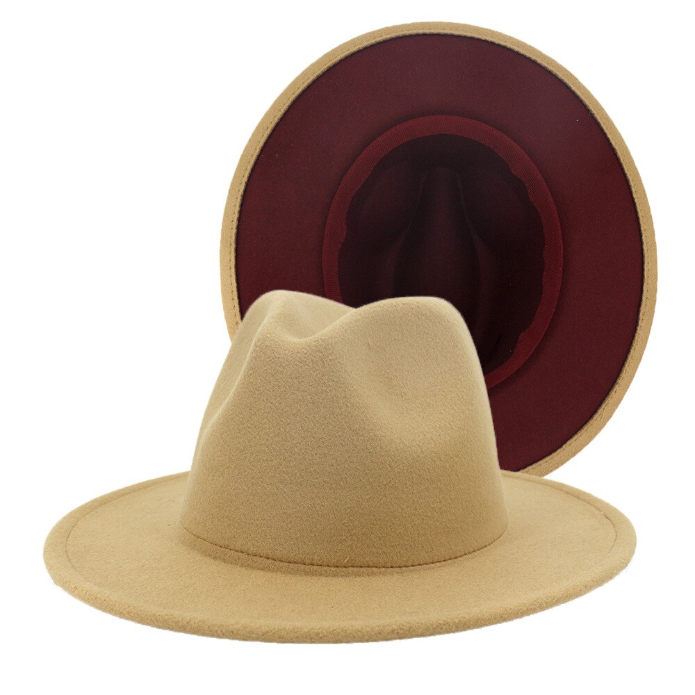 Sombreros de fondo rojo para hombre y mujer, gorra de Jazz, sombrero de vaquero, gorra de Color de doble cara, ,: 16