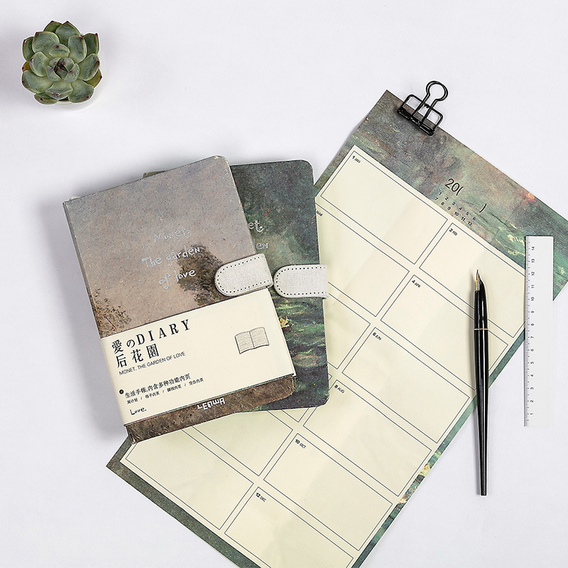 Creatieve Briefpapier Hardcover Dagboek Monet Tekening Stijl Handboeken Schema Plan Notebook