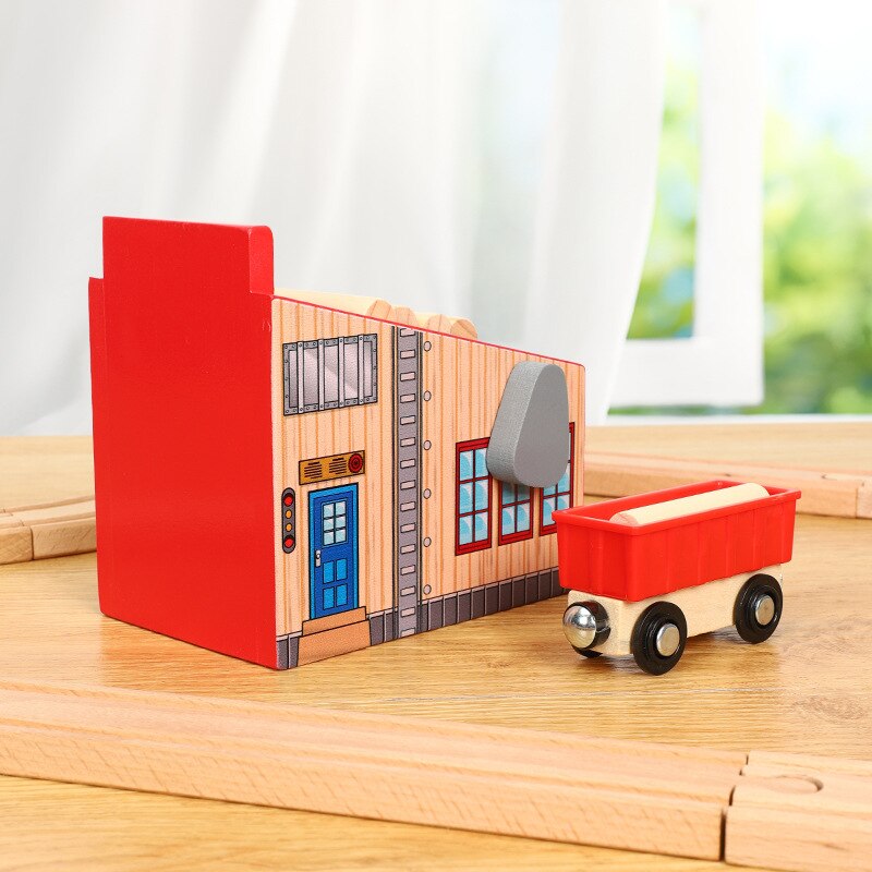 Edwone Een Set Hout Spoorlijn Zagerij Laden Machinetrain Slot Spoorweg Accessoires Originele Speelgoed Voor Kinderen