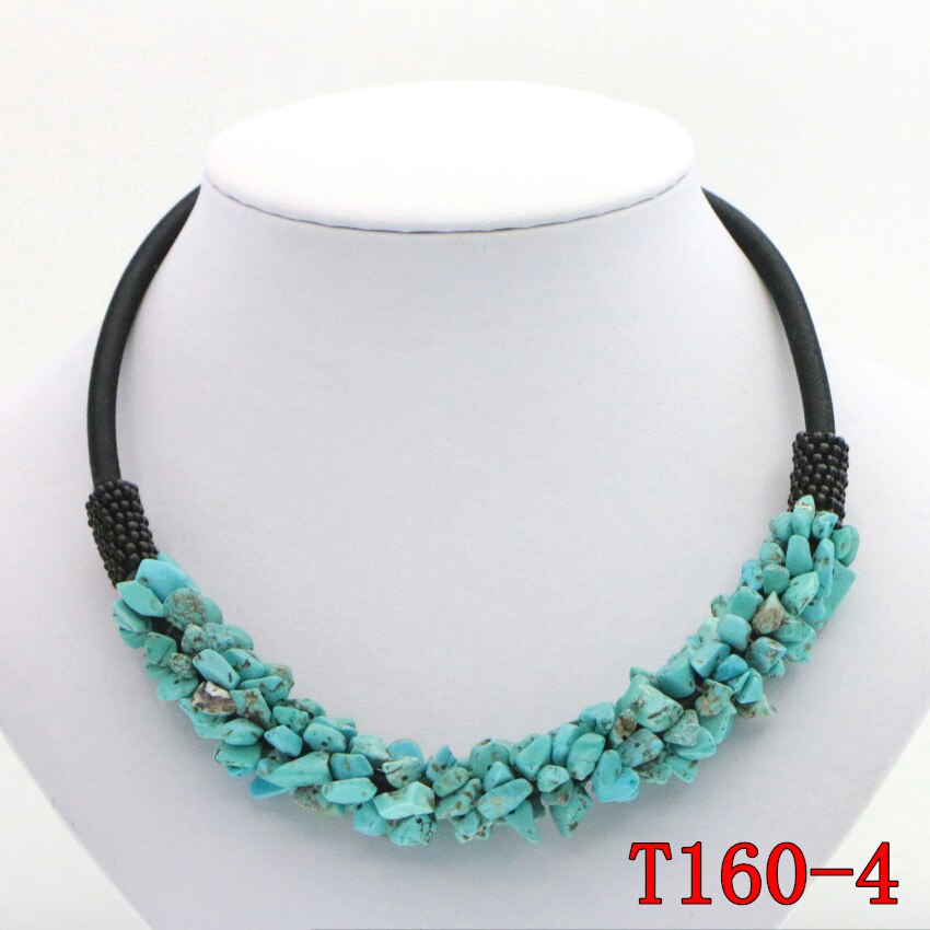 WUBIANLU 13 Styles Natural Spar Coral Tourmaline Lapis Lazuli Agates Aventurine Chokers Necklaces For Women Costume Jewelry: T160-4