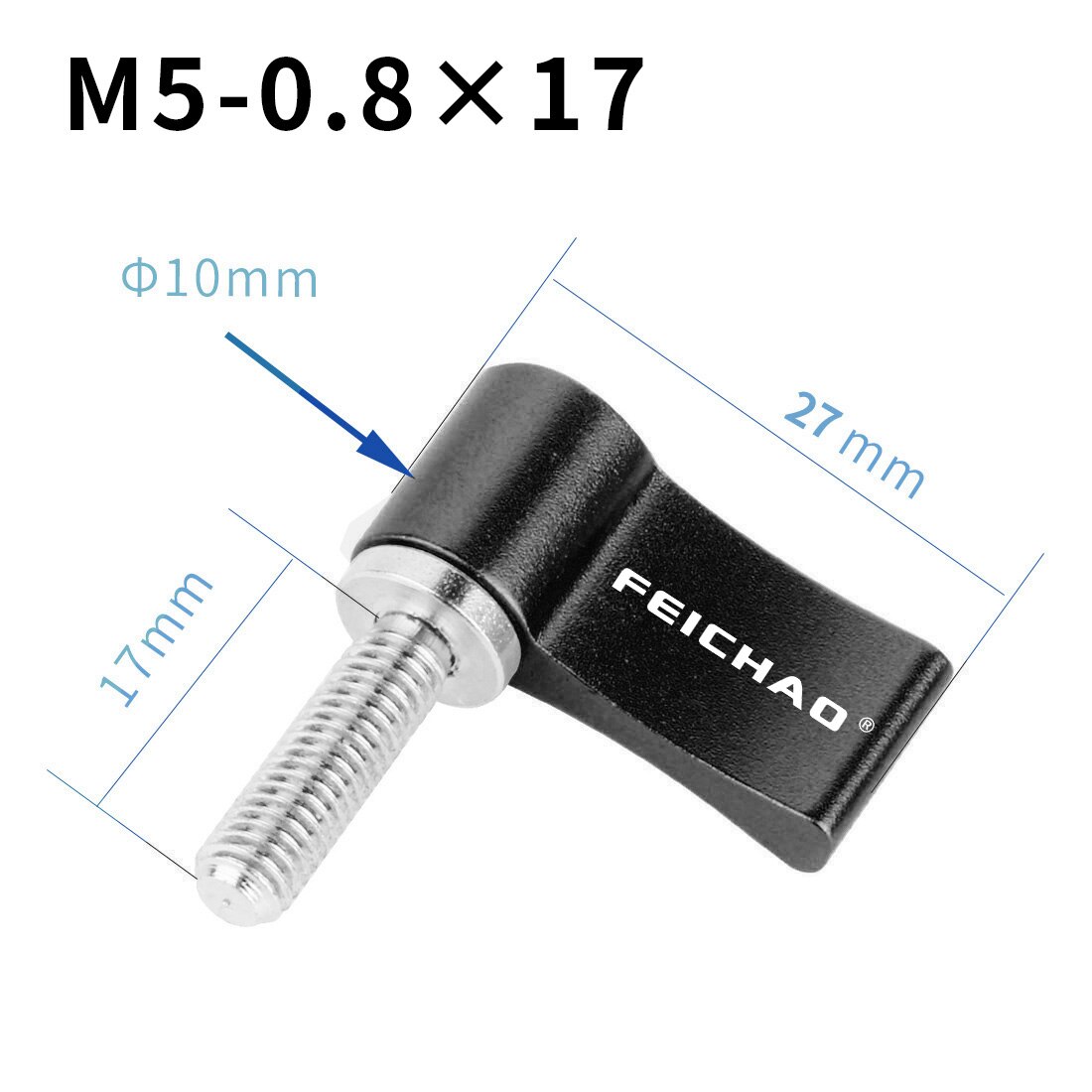 1x M4 M5 1/4 "tornillo de acero inoxidable 304 12mm 17mm 20mm ajustable abrazadera bloqueo adaptador en forma de L Llave. Accesorios de la cámara: M5x17 Black