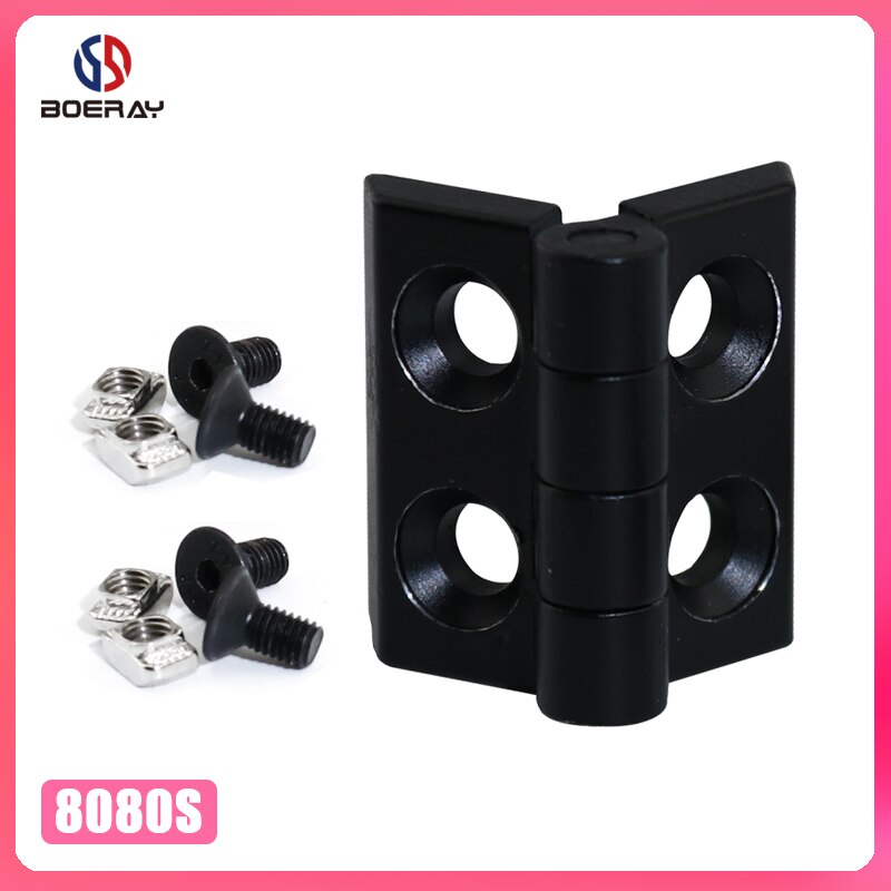 Door Frame Black Metal Hinge for T Slot Aluminum Extrusion Profile 3030 4040 Series