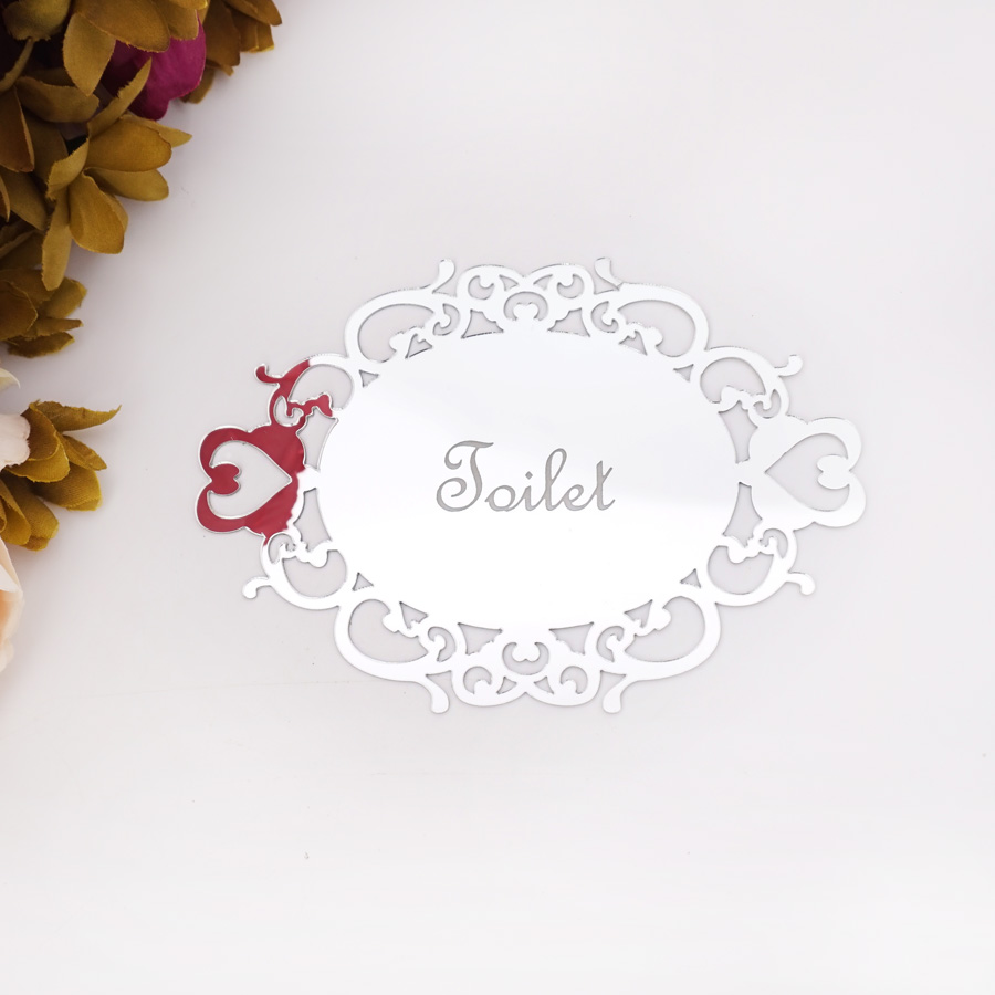 Bedroom Bathroom Toilet WC Door Sign Wall Sticker Signage Acrylic Mirror Oval Indicator Home Decor House Moving: L / Navy Blue