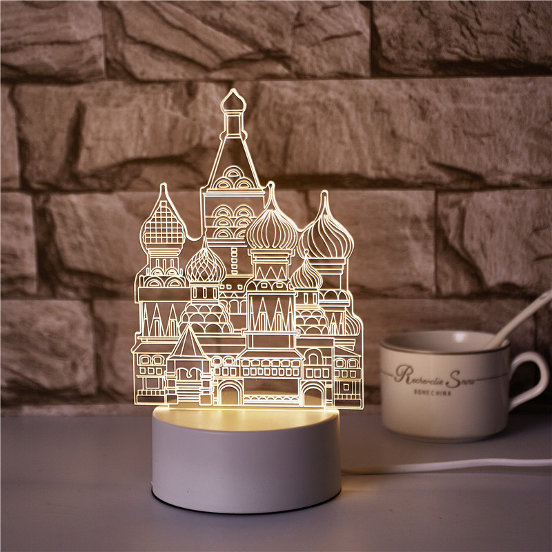 3D Illusion visuelle veilleuse visuelle créative LED lampe de bureau changement USB alimenté pour les enfants