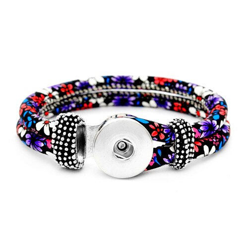 Neue SE0047 Bunte Blumen Weiche Leder schnappen Armreif Armbänder passen 18MM druckknopf schmuck: E